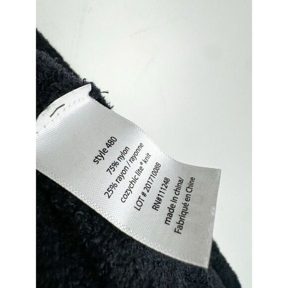 Barefoot Dreams Cozychic Lite Size M Open Front Cardigan Hoodie Black Pockets - Picture 3 of 6